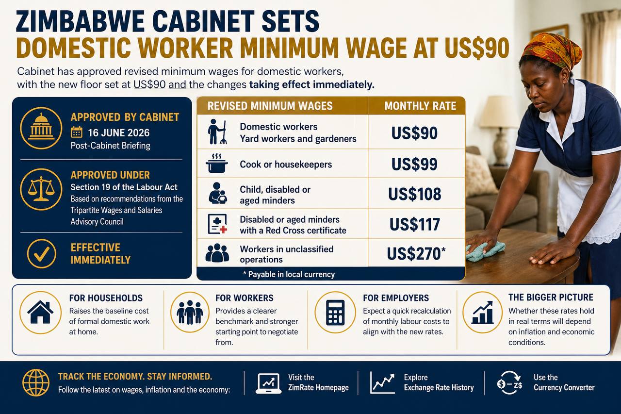 Zimbabwe Cabinet Sets Domestic Worker Minimum Wage at US$90